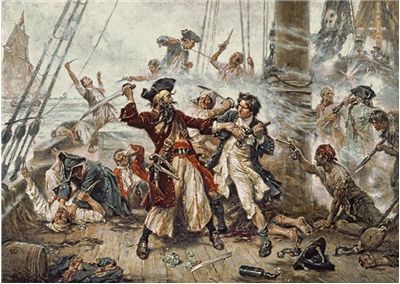 Picture Of The Battle Between Blackbeard And Lieutenant Maynard